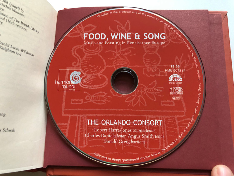 Food, Wine & Song - Music And Feasting In Renaissance Europe - The Orlando Consort / Harmonia Mundi Audio CD 2001 / HMU 907314