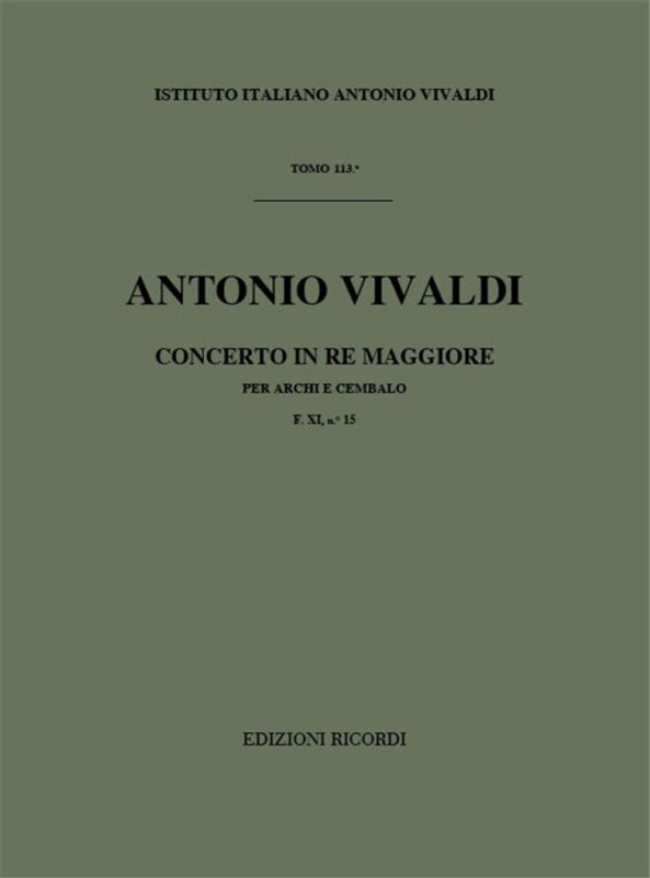 Vivaldi, Antonio: CONC. PER ARCHI E B.C.: IN RE RV 126 - F.XI/15 / Ricordi / 1984