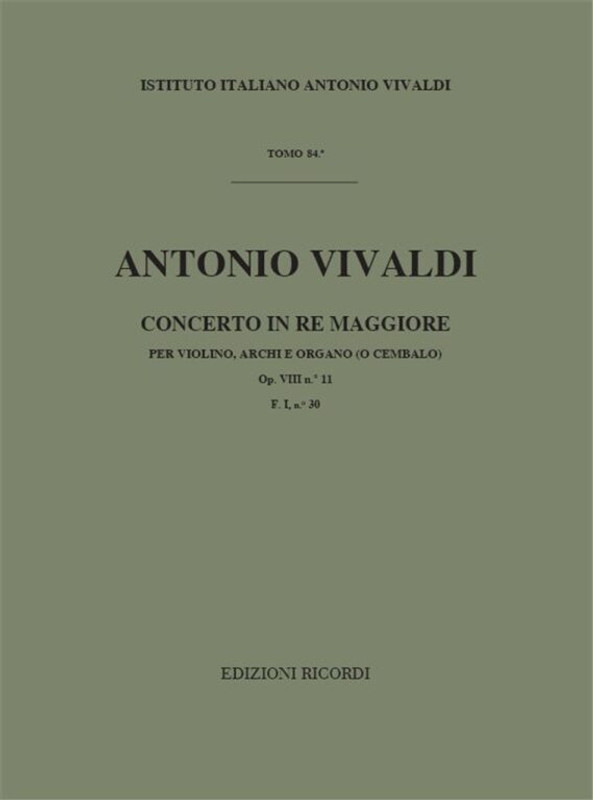 Vivaldi, Antonio: CONC. PER VL., ARCHI E B.C.: IN RE OP.VIII N.11 - RV 210 - F.I/30 / Ricordi / 1970