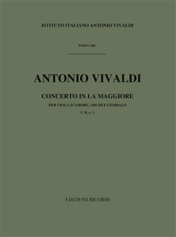 Vivaldi, Antonio: CONC. PER VLA D'AMORE, ARCHI E B.C.: IN LA RV 396 - F.II/1 / Ricordi / 1984