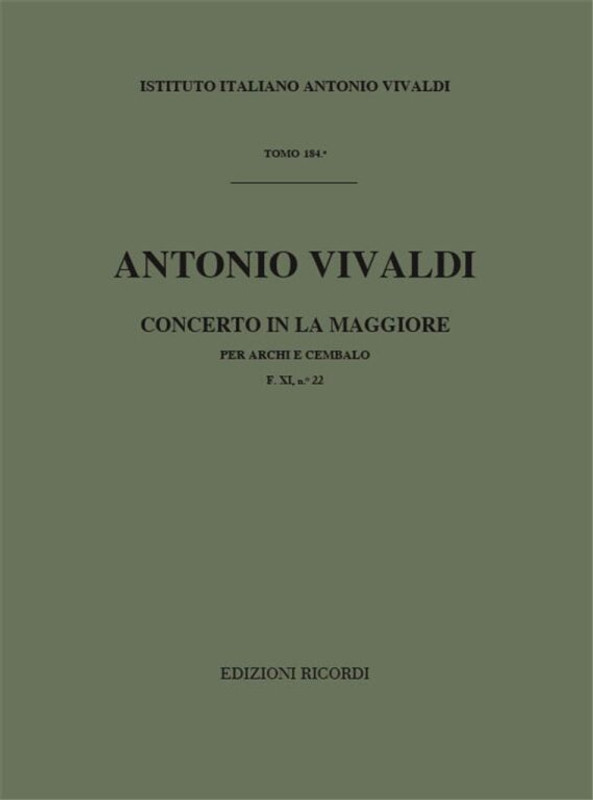 Vivaldi, Antonio: CONC. PER ARCHI E B.C.: IN LA RV 160 - F.XI 22 / Ricordi / 1984