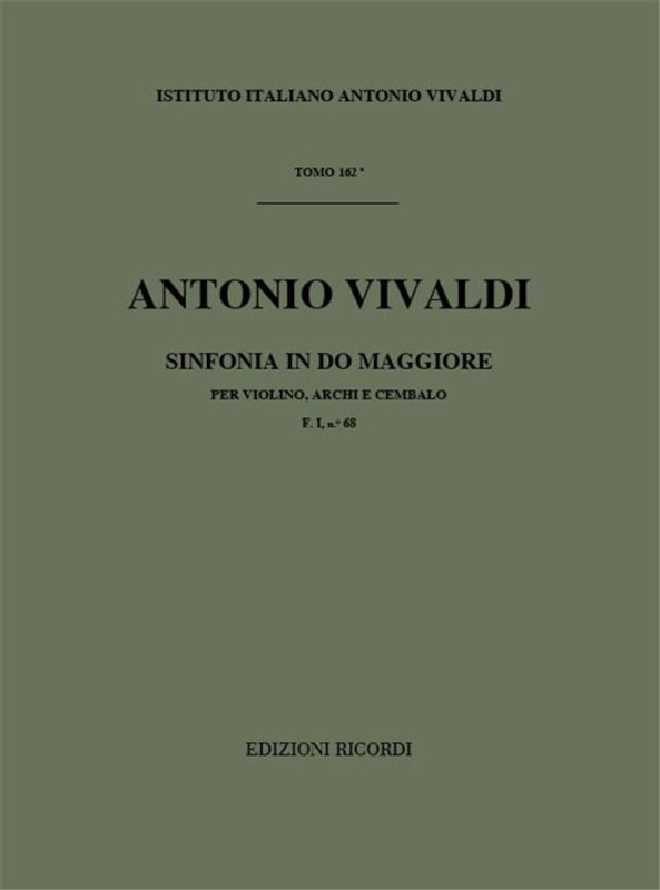 Vivaldi, Antonio: CONC. PER VL., ARCHI E B.C.: IN DO RV 192 - F.I/68 'SINFONIA' / Ricordi / 1984