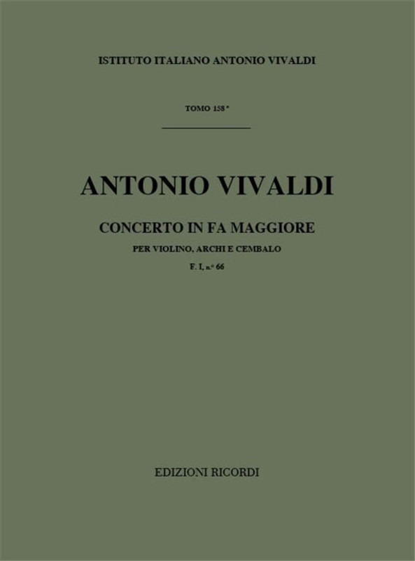 Vivaldi, Antonio: CONC. PER VL., ARCHI E B.C.: IN FA RV 296 - F.I/66 / Ricordi / 1984