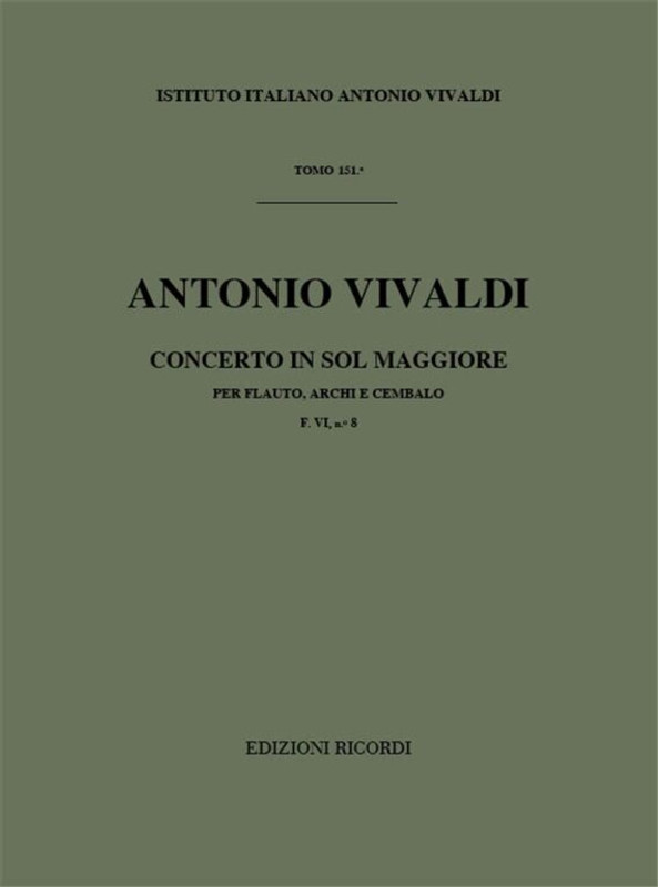 Vivaldi, Antonio: CONC. PER FL., ARCHI E B.C.: IN SOL RV 436 - F.VI/8 / Ricordi