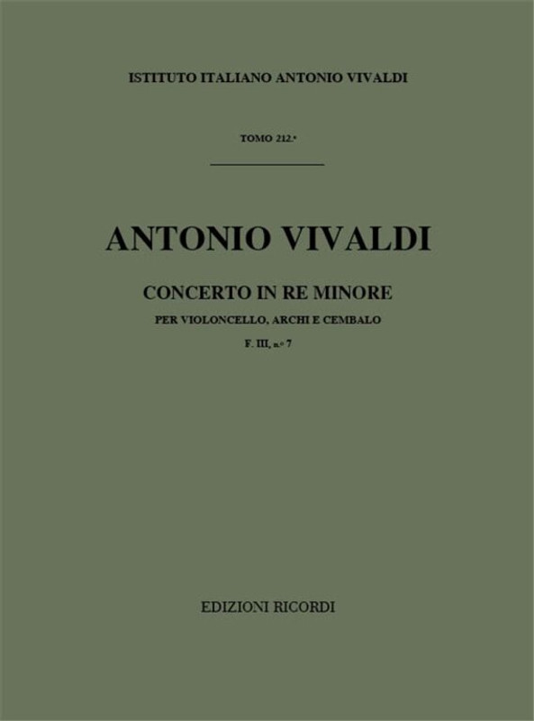Vivaldi, Antonio: CONC. PER VC., ARCHI E B.C.: IN RE MIN. RV 406 - F.III/7 / Ricordi / 1973