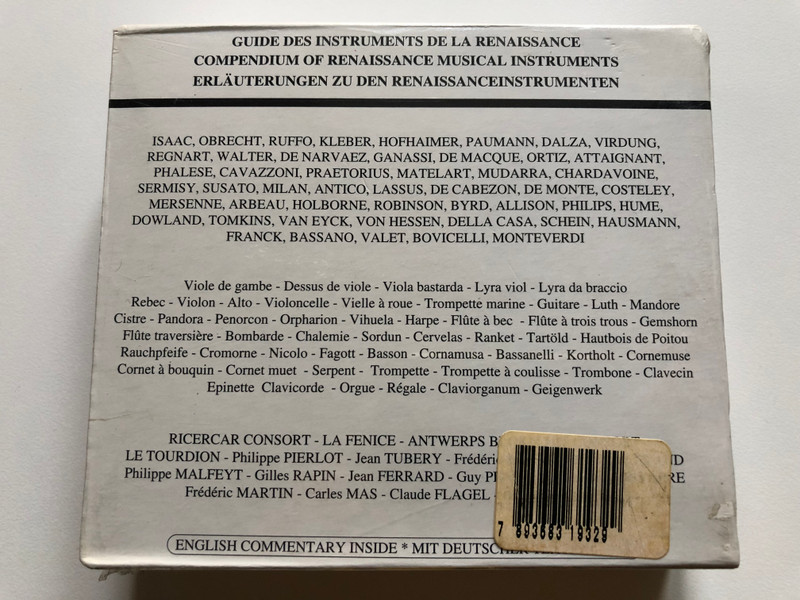 Guide Des Instruments De La Renaissance = Compendium Of Renaissance Musical Instruments = Erläuterungen Zu Den Renaissanceinstrumenten / Ricercar 3x Audio CD / RIC 95001