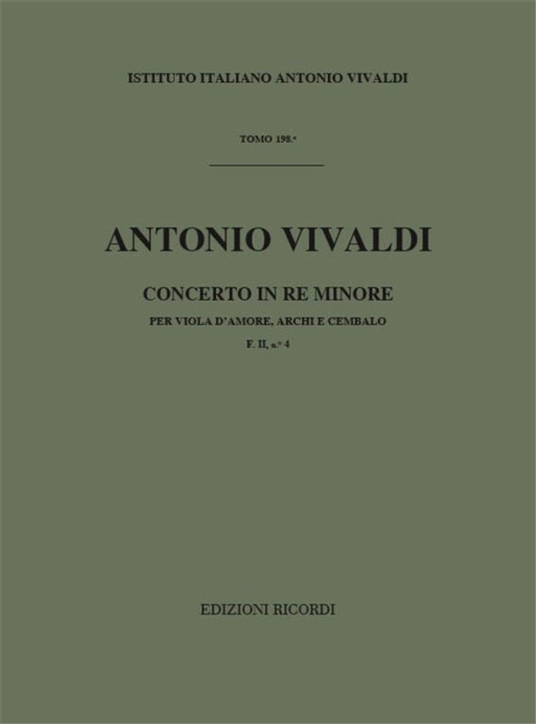 Vivaldi, Antonio: CONC. PER VLA D'AMORE, ARCHI E B.C.: IN RE MIN. RV 393 - F .II/4 / Ricordi / 1984