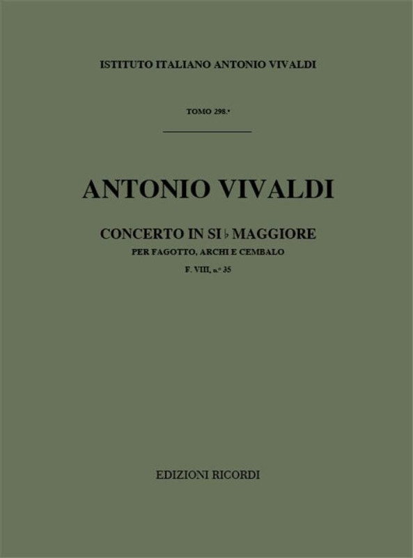 Vivaldi, Antonio: CONC. PER FG., ARCHI E B.C.: IN SI BEM. RV 503 - F.VIII/35 / Ricordi / 1984