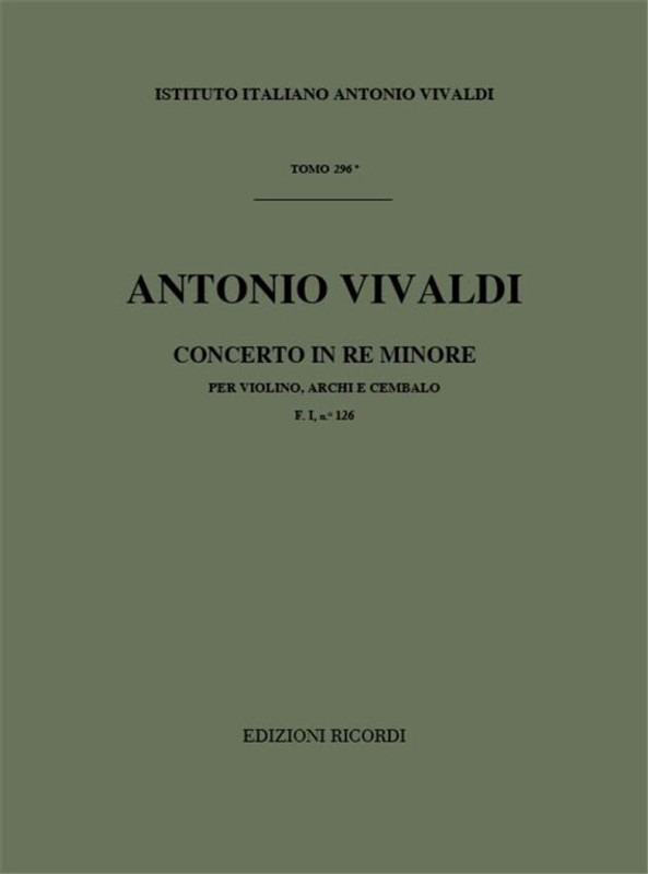 Vivaldi, Antonio: CONC. PER VL., ARCHI E B.C.: IN RE MIN. RV 247 - F.I/126 / Ricordi / 1984