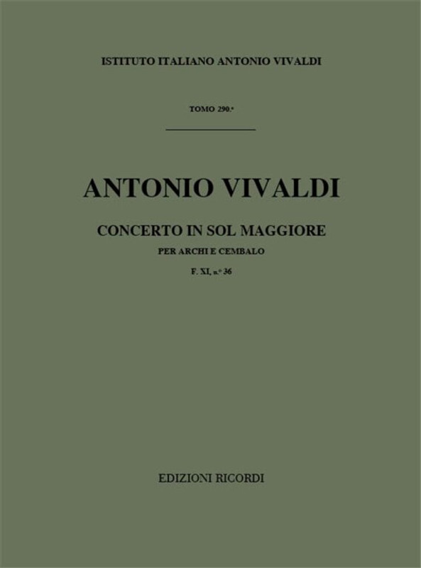 Vivaldi, Antonio: CONC. PER ARCHI E B.C.: IN SOL RV 150 - F.XI/36 / Ricordi / 1984