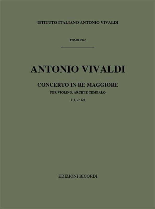 Vivaldi, Antonio: CONC. PER VL., ARCHI E B.C.: IN RE RV 209 - F.I/120 / Ricordi / 1984