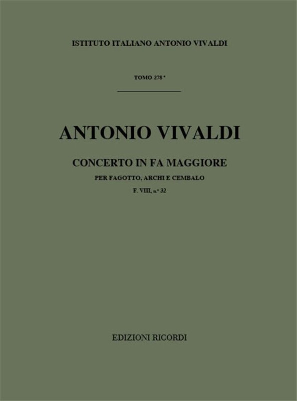 Vivaldi, Antonio: CONC. PER FG., ARCHI E B.C.: IN FA RV 490 - F.VIII/32 / Ricordi / 1984