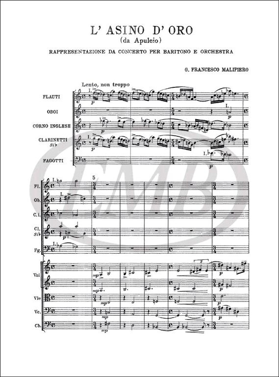 Malipiero, Gian Francesco: ASINO D'ORO RAPPRESENTAZIONE DA CONCERTO PER BR. E ORCH. / Ricordi / 1984