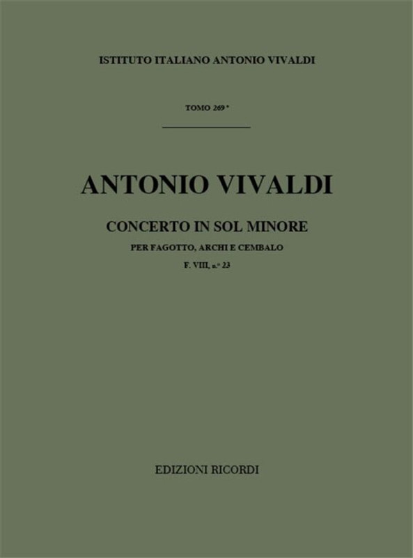 Vivaldi, Antonio: CONC. PER FG., ARCHI E B.C.: IN SOL MIN. RV 495 - F.VIII/2 / Ricordi / 1984