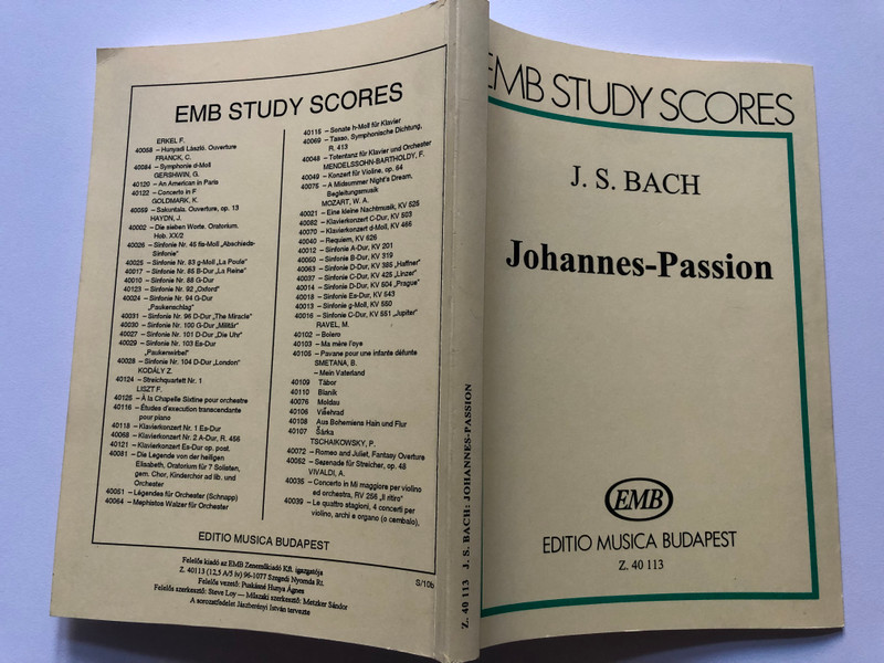  J.S.Bach - Johannes-Passion  EMB Study Scores (Z40113)
