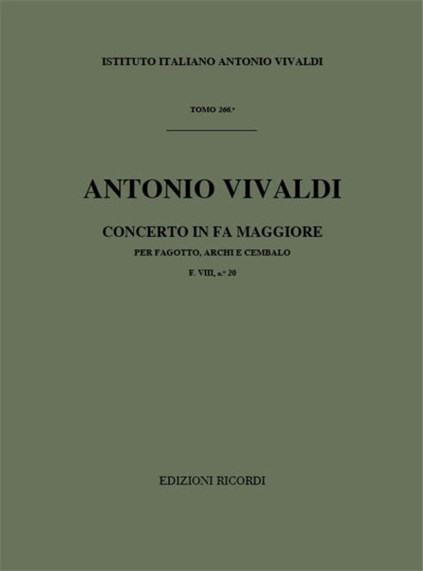 Vivaldi, Antonio: CONC. PER FG., ARCHI E B.C.: IN FA RV 489 - F.VIII/20 / Ricordi / 1984