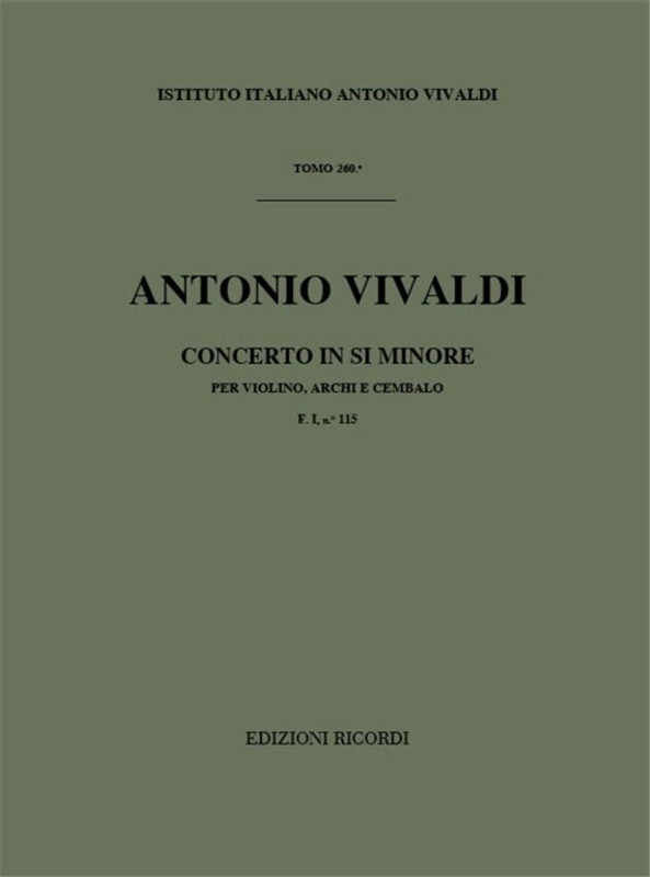 Vivaldi, Antonio: CONC. PER VL., ARCHI E B.C.: IN SI MIN. RV 386 - F.I/115 / Ricordi / 1984