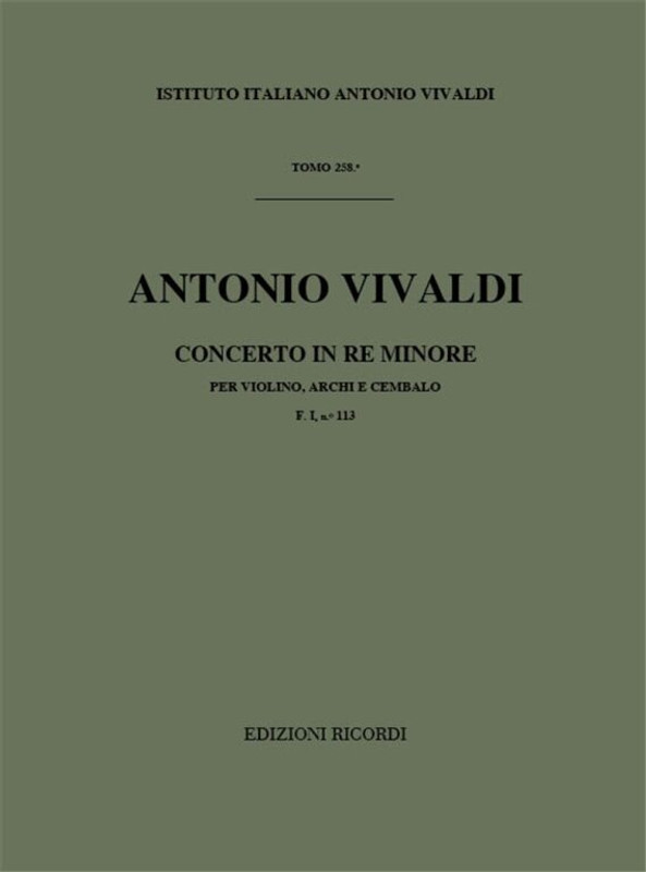 Vivaldi, Antonio: CONC. PER VL., ARCHI E B.C.: IN RE MIN. RV 235 - F.I/113 / Ricordi / 1984