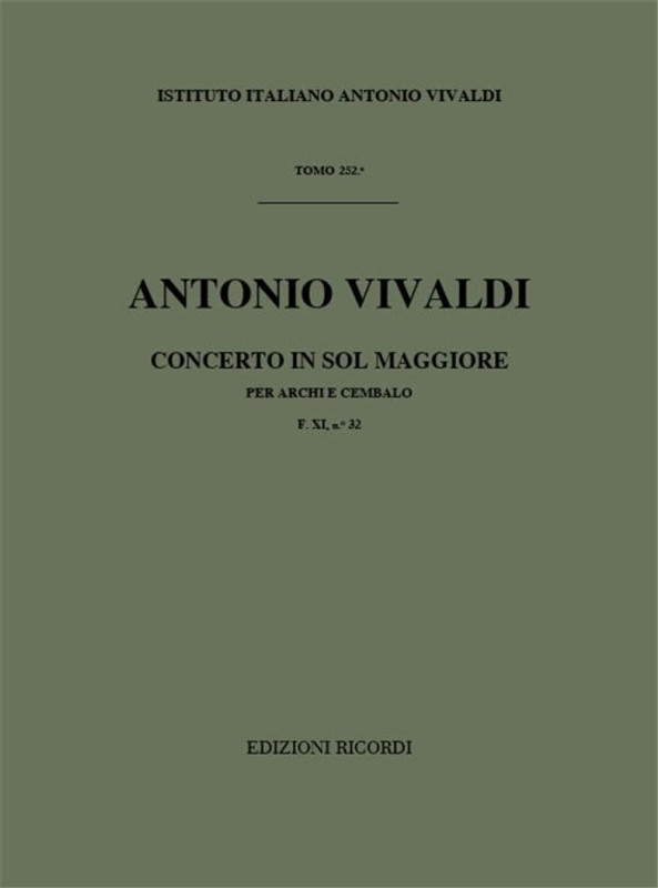 Vivaldi, Antonio: CONC. PER ARCHI E B.C.: IN SOL RV 145 - F.XI/32 / Ricordi / 1984