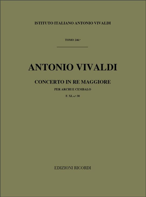 Vivaldi, Antonio: CONC. PER ARCHI E B.C.: IN RE RV 121 - F.XI/30 / Ricordi / 1984