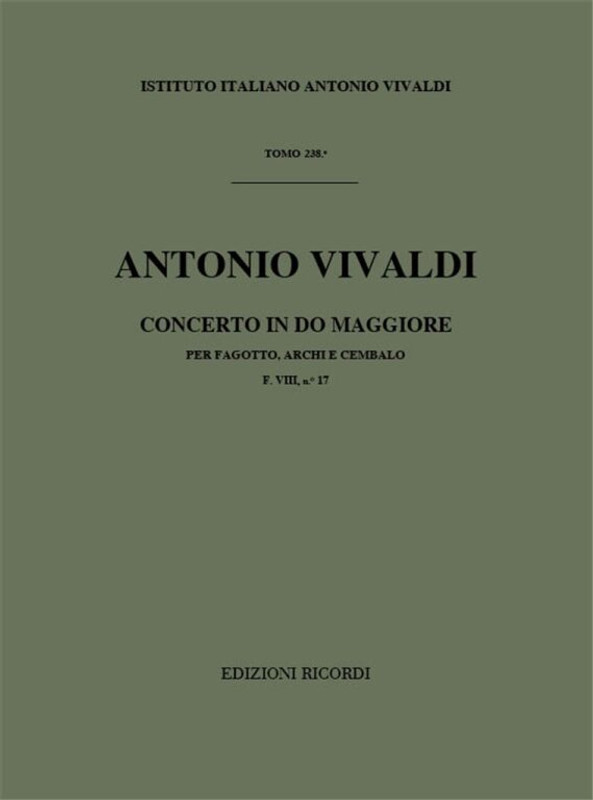 Vivaldi, Antonio: CONC. PER FG., ARCHI E B.C.: IN DO RV 472 - F.VIII/17 / Ricordi / 1973