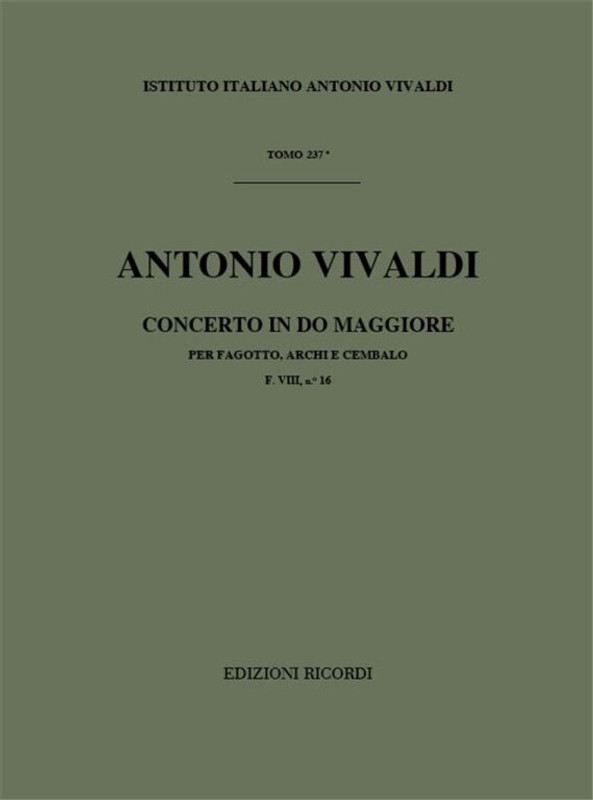 Vivaldi, Antonio: CONC. PER FG., ARCHI E B.C.: IN DO RV 469 - F.VIII/16 / Ricordi / 1970