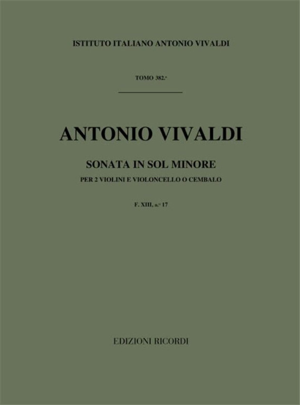 Vivaldi, Antonio: SON. PER VL. E B.C.: PER 2 VL. IN SOL MIN. OP.I N.1 - RV 7 / 3 - F.XIII/17 / Ricordi / 1984