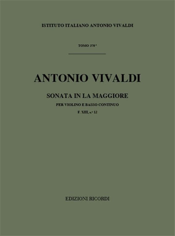 Vivaldi, Antonio: SON. PER VL. E B.C.: IN LA RV 29 - F.XIII/12 / Ricordi / 1984