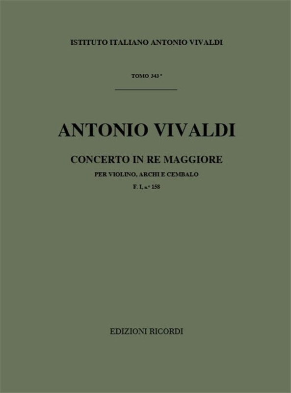 Vivaldi, Antonio: CONC. PER VL., ARCHI E B.C.: IN RE RV 224 - F.I/158 / Ricordi / 1984