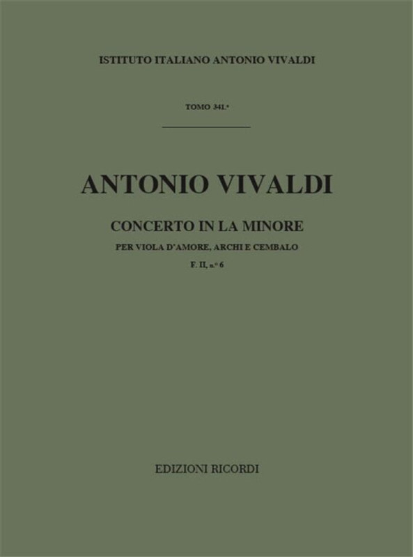 Vivaldi, Antonio: CONC. PER VLA D'AMORE, ARCHI E B.C.: IN LA MIN. RV 397 - F .II/6 / Ricordi / 1984