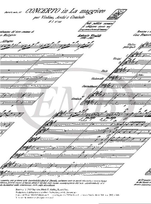 Vivaldi, Antonio: CONC. PER VL., ARCHI E B.C.: IN LA RV 344 - F.I/155 / Ricordi / 1984