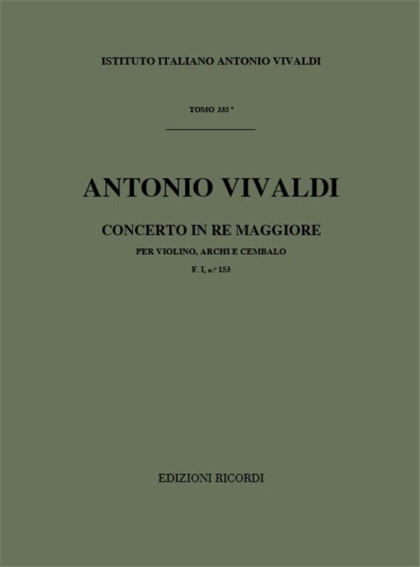 Vivaldi, Antonio: CONC. PER VL., ARCHI E B.C.: IN RE RV 219 - F.I/153 / Ricordi / 1984