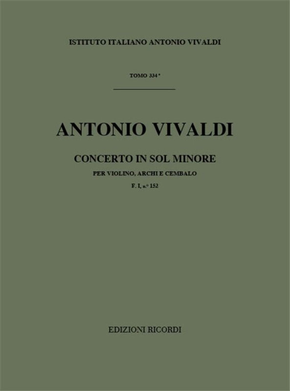 Vivaldi, Antonio: CONC. PER VL., ARCHI E B.C.: IN SOL MIN. RV 329 - F.I/152 / Ricordi / 1984