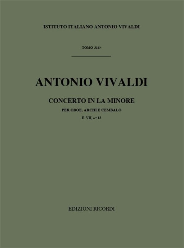 Vivaldi, Antonio: CONC. PER OBOE, ARCHI E B.C.: IN LA MIN. RV 463 - F.VII/13 / Ricordi / 1984