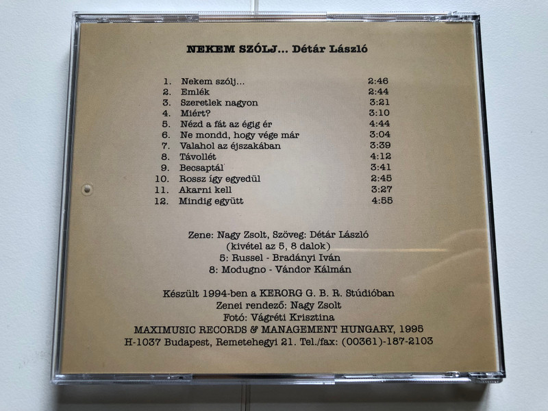 Nekem Szolj... - Detar Laszlo / Maximusic Records Audio CD 1995 / MAXI 003
