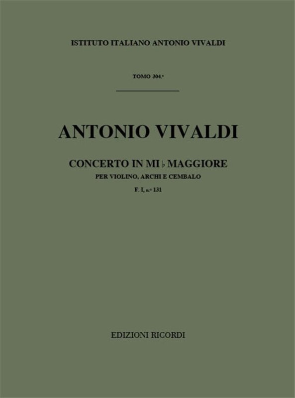 Vivaldi, Antonio: CONC. PER VL., ARCHI E B.C.: IN MI BEM. RV 261 - F.I/131 / Ricordi / 1984