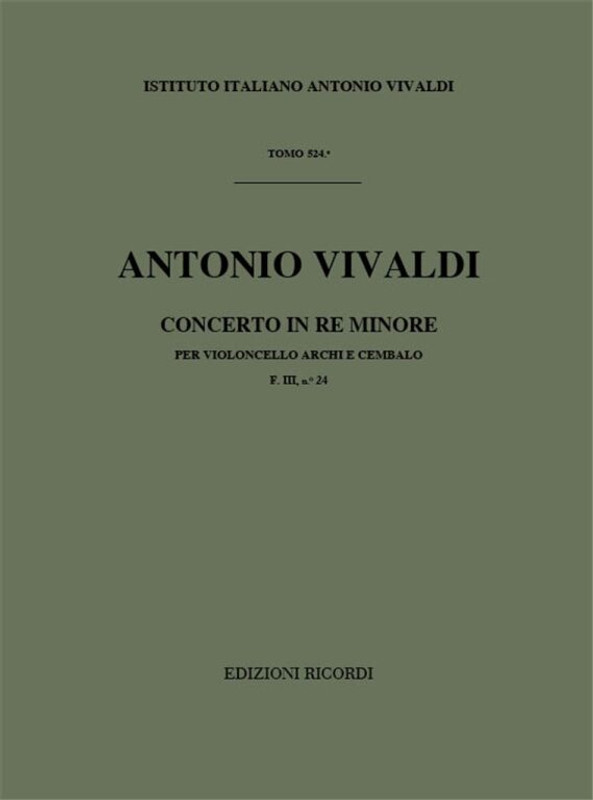 Vivaldi, Antonio: CONC. PER VC., ARCHI E B.C.: IN RE MIN. RV 405 - F.III/24 / Ricordi / 1973