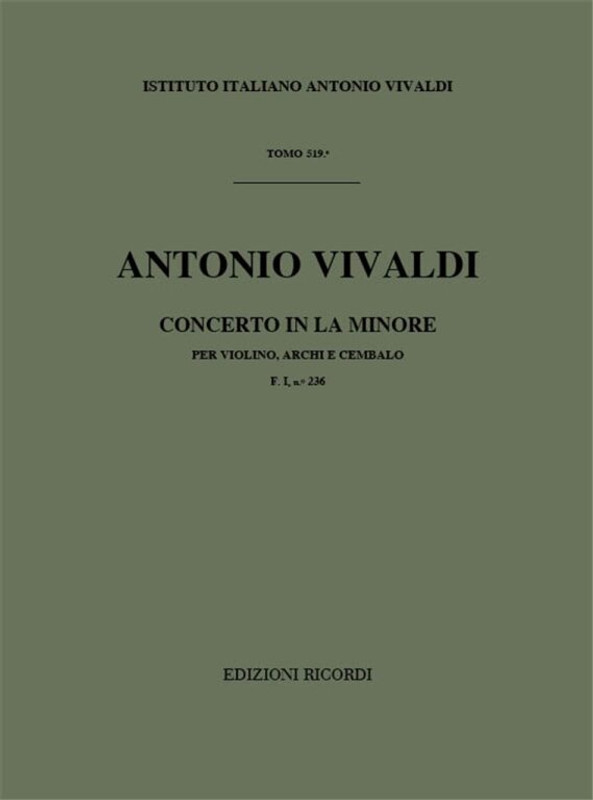 Vivaldi, Antonio: CONC. PER VL., ARCHI E B.C.: IN LA MIN. RV 355 - F.I/236 / Ricordi / 1971