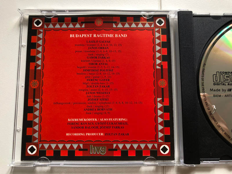 Budapest Ragtime Band – Carmen / BRB Records Audio CD 1994 Stereo / BRB CD 002