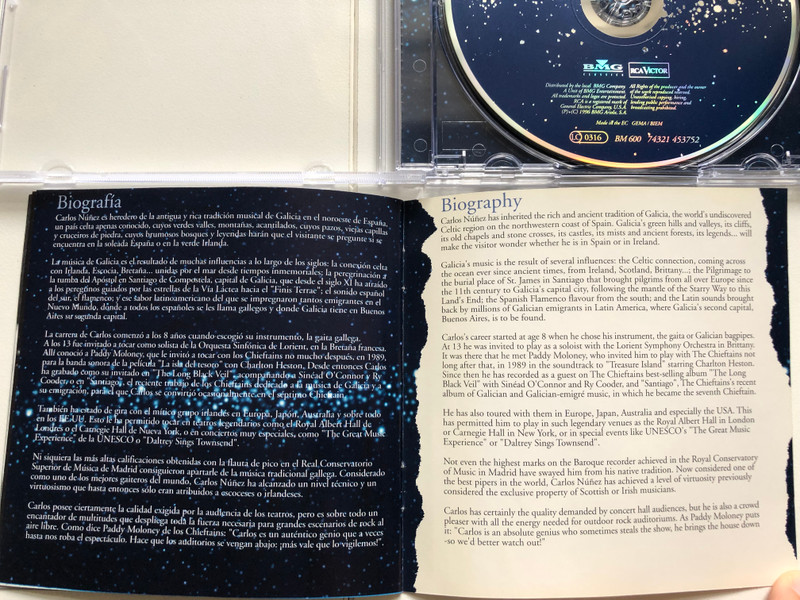 Carlos Núñez – Brotherhood Of Stars / BMG Classics Audio CD 1996 / 74321 453752