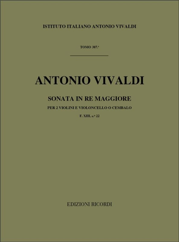 Vivaldi, Antonio: SON. PER VL. E B.C.: PER 2 VL. IN RE OP.I N.6 - RV 62 - F. XIII/22 / Ricordi / 1984