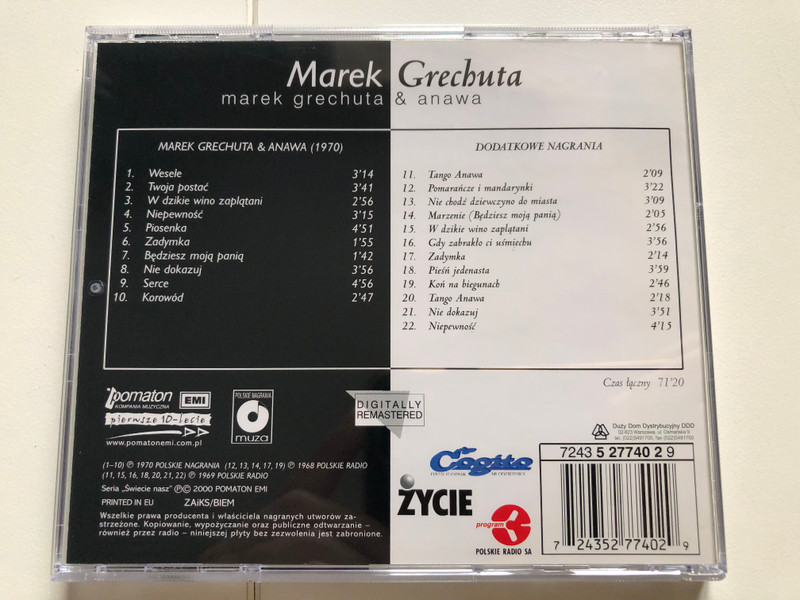 Marek Grechuta & Anawa / Oryginalny album z 1970 roku, plus 12 dodatkowych nagran / Świecie Nasz / Pomaton EMI Audio CD 2000 / 724352774029