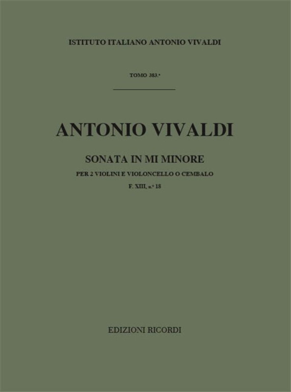 Vivaldi, Antonio: SON. PER VL. E B.C.: PER 2 VL. IN MI MIN. OP.I N.2 - RV 67 - F.XIII/18 / Ricordi / 1984