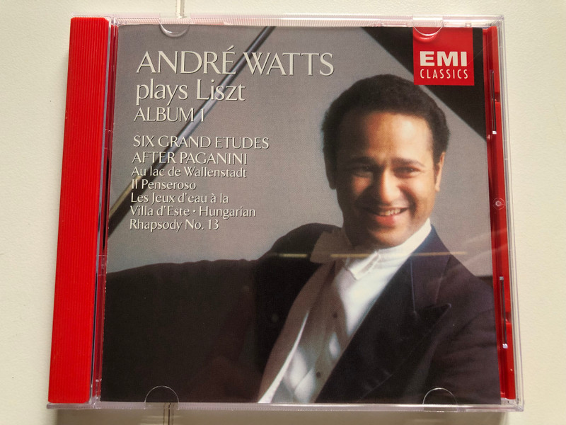 Andre Watts plays Liszt - Album 1 / Six Grand Etudes After Paganini; Au lac de Wallenstadt; Il Penseroso; Les Jeux d'eau a la Villa d'Este; Hungarian Rhapsody No. 13 / EMI Classics Audio CD 1992 Stereo / CDM 0777 7 64599 2 9