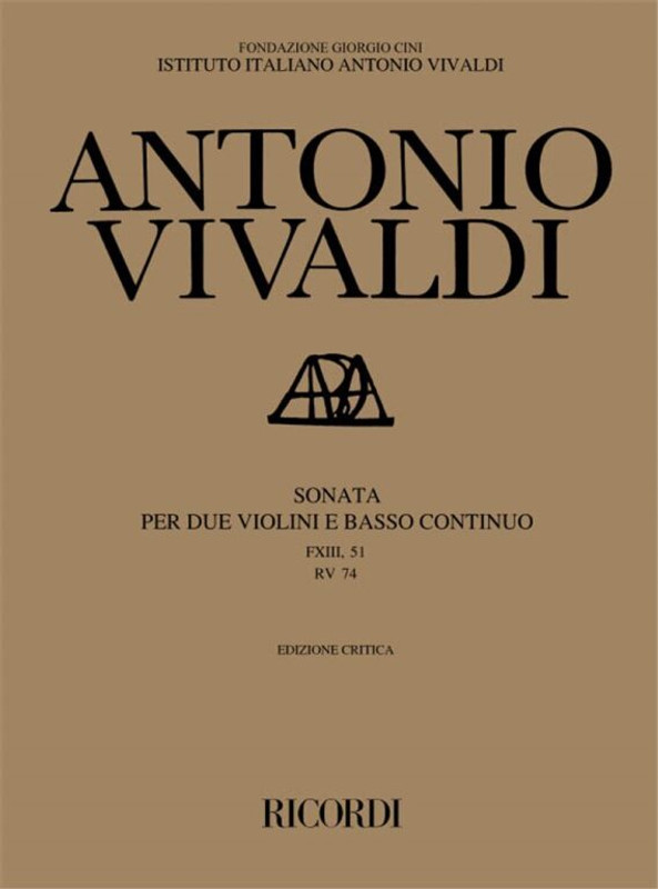 Vivaldi, Antonio: SON. PER VL. E B.C.: PER 2 VL. IN SOL MIN. RV 74 - F.XIII/ / Ricordi / 1991