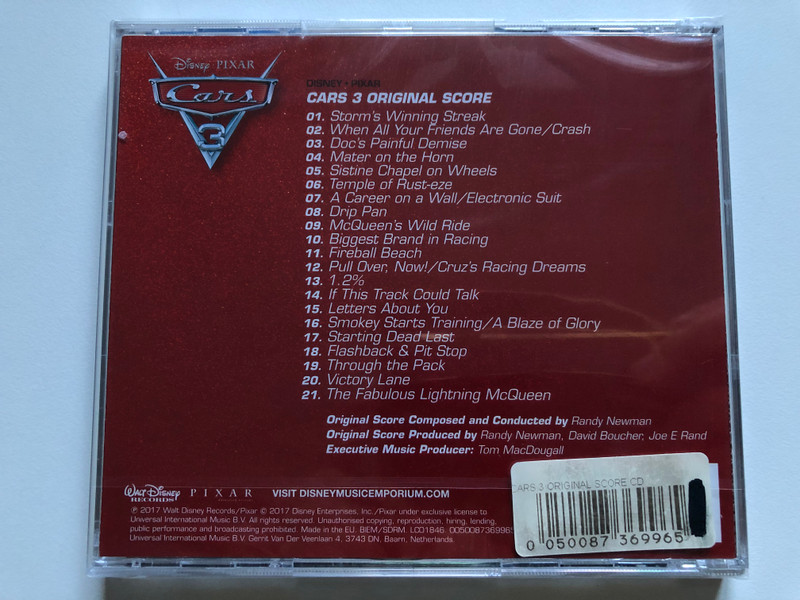 Cars 3 - Original Score Composed And Conducted By Randy Newman / Walt Disney Records Audio CD 2017 / 0050087369965