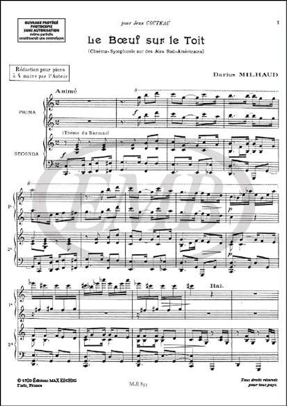 Milhaud, Darius: BOEUF SUR LE TOIT 4 MS / Max-Eschig