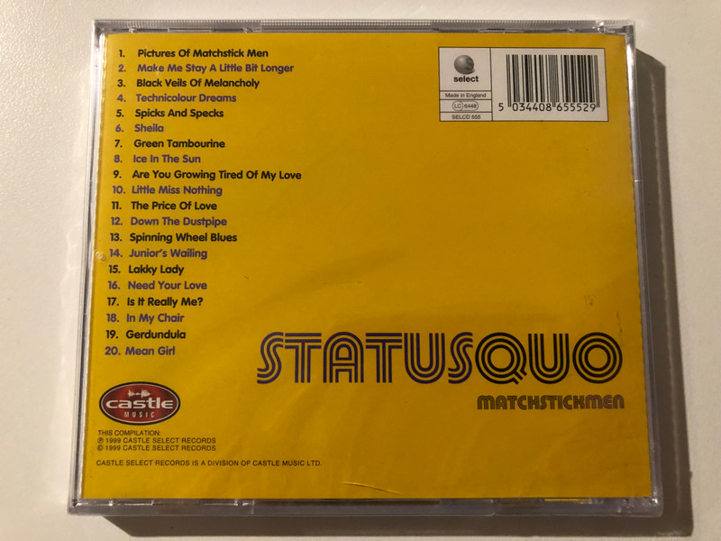 Status Quo – Matchstickmen: The Psychedelic Years / Castle Select Audio CD 1999 / SELCD 555 