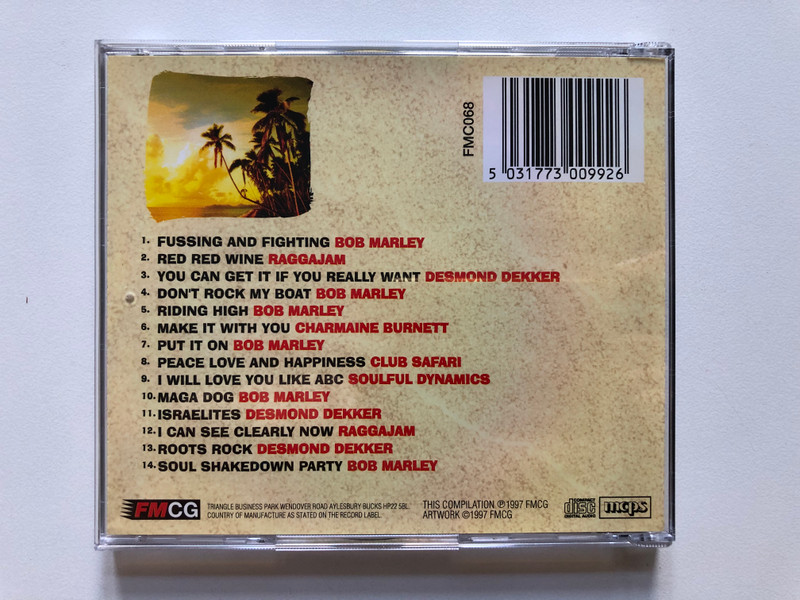 Jamaican Sun - The Best Of Reggae  Featuring Bob Marley, Desmond Dekker, Soulful Dynamics, and many more...  FMCG Audio CD 1997  FMC068 (5031773009926)