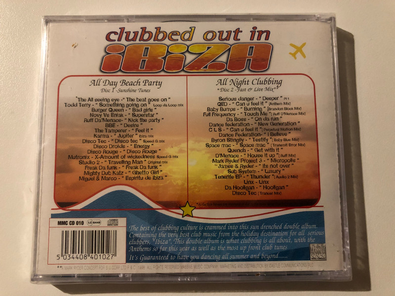 Clubbed Out In Ibiza / 35 of the Best Summer Tunes / Baby Bumps - Burning; Novy vs. Eniac - Superstar; The All Seeing I– The Beat Goes On; B.B.E. - Desire; Byron Stingily - Testify; Studio 2 / Massive Music Company 2x Audio CD 1998 / MMC CD 010